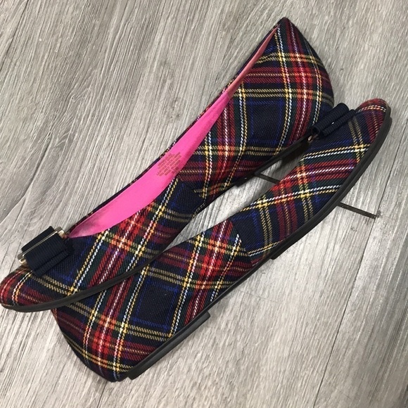 Isaac Mizrahi New York Fabola Navy Plaid Bow Flats size 9.5 - Picture 9 of 11